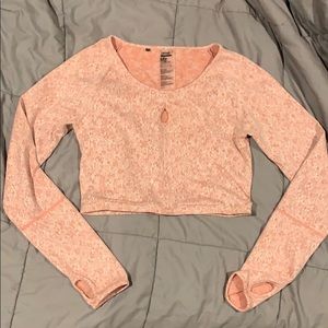 Gymshark pink fleur texture long sleeve crop top